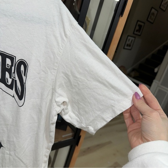 H&M good vibes tee graphic t-shirt crewneck short sleeve mirrorball smiley face - Picture 6 of 10